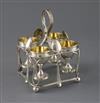 A George III silver open wirework egg cruet by Joseph Angell I, 17 oz.                                                                 