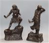 A pair of Japanese bronze figures (loose hand)                                                                                         