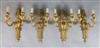 A set of four Adam revival ormolu twin branch wall lights, width 11in. height 18.5in                                                   