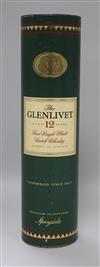 A bottle of Glenlivet 12 year old Single Malt whisky                                                                                   