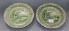 A pair of Copeland and Garrett "Bologna" pattern green printed hot water plates diameter 26cm                                          