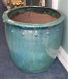 A large turquoise glazed garden planter H.58cm                                                                                         