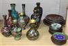 Nine various cloisonne vases, H 18cm (tallest)                                                                                         