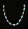 An early 20th century Liberty & Co? 15ct gold, baroque pearl and oval turquoise bead set necklace                                                                                                                           