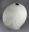 § James Tower (1919-1988). A large stoneware disc shaped vase, c.1983, height 53cm, some damage                                        