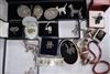 A mixed group of silver and other marcasite jewellery including a Victorian locket.                                                    