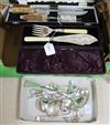 A set of six silver-handled butter knives, sundry plated cased and loose flatware and two (locked) canteens                            