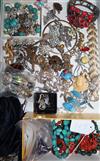 A mixed group of costume and other jewellery including, amethyst , coral, carnelian and malachite.                                     
