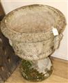 A garden urn with lion masks W.50cm approx.                                                                                            