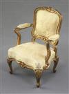 Denis Hillman. A Louis XV style gilt carved wood miniature fauteuil, height 3.75in.                                                    