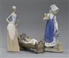 One Lladro and two Nao figures Tallest measures 30.5cm                                                                                 