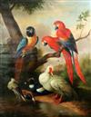 After d'Hondecoeter Parrots and ducks in a landscape 48 x 38in., unframed                                                              