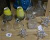 A pair of Daum style mottled yellow-blue glass shades and a collection of miscellaneous glassware,                                     