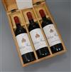 Three bottles of Chateau Muser, 1979, 1986 and 1988, in presentation box                                                               
