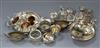 A collection of silver, silver-mounted and plated condiments, etc.,                                                                    