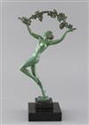 R. Guerbe for Max Le Verrier. A bronze model of a dancing maiden holding aloft a grapevine, height 11.5in.                             