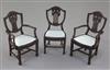 Denis Hillman. Three Hepplewhite style mahogany shield back miniature dining chairs, height 3.5in.                                     