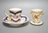 A late 19th century Royal Worcester cup and a Sevres style cup and saucer, diameter 16cm                                                                                                                                    