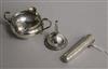 A George III silver double spout cream jug and two other items,                                                                        