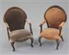 Denis Hillman. A pair of Louis XV style beech fauteuils, height 3.75in.                                                                