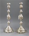 A pair of George V silver shabbat candlesticks, H 35cm                                                                                 