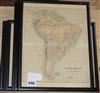 A set of six coloured engraved maps of countries and continents of the world, 32 x 24cm                                                