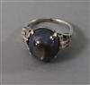 A Star Sapphire and Diamond Ring, first half 20th century                                                                              