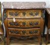 A Louis XV style marquetry inlaid kingwood bombe commode W.96cm                                                                        