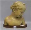 A wax bust of a young girl, after Pigalle height 30cm width 27cm                                                                       