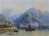 Edwin St. John, watercolour and gouache, Swiss lake scene, signed, 23 x 30cm                                                           