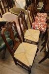 A set of five 19th century Continental fruitwood dining chairs                                                                         