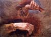 Pre Raphaelite School Study of a violinist's hands 5.25 x 7.25in.                                                                      