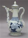 A 19th century Chinese blue and white ewer and cover height 25cm                                                                       