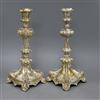 A pair of Continental metal candlesticks height 30.5cm                                                                                 