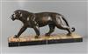 A French Art Deco bronze model of a prowling panther, width 21.75in. depth 6.25in. height 10in.                                        