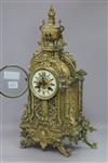 A bronze mantel clock (pendulum missing) height 49cm                                                                                   