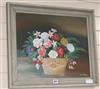 Ivan Payne, oil on canvas, still life of basket of flowers 40 x 50cm                                                                   