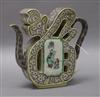 A 19th century Chinese enamelled biscuit "Fu" wine pot and cover, repaired                                                             