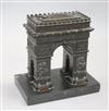 A French bronze model of the Arc de Triomphe, on slate plinth, 20 x 20cm (overall)                                                     