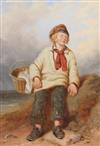 Attributed to William Collins (1788-1847) Fisherboy seated on the shore 13.5 x 9.5in.                                                  