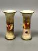 A pair of Royal Worcester fruit painted waisted vases, signed Maybury, height 17cm                                                                                                                                          