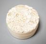 A Meiji period Japanese carved ivory lidded box 6.5cm diameter                                                                                                                                                              