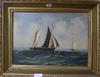 19th century English School, oil on canvas, fishing boats at sea 35 x 50cm                                                             