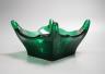 A large green studio glass bowl 27cm corner to corner                                                                                                                                                                       