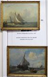 19th century Dutch School, near pair of oils on panel, shipping off the coast, one signed Seals 1869, the other Schulgel 60, 25 x 36cm 