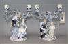 Two Meissen two branch candlesticks height 22cm                                                                                        