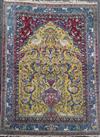 An antique North West Persian Tree of Life yellow ground carpet, 10ft by 6ft 11in.                                                     