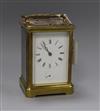 A brass cased hour repeating carriage clock height 13cm                                                                                