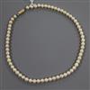 A single strand cultured pearl necklace, with 9ct gold clasp, 36cm.                                                                    