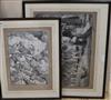 Two WWI French lithographs, Soldiers on parade and The Ramparts of Verdun, signed and numbered, largest 42 x 58cm                      